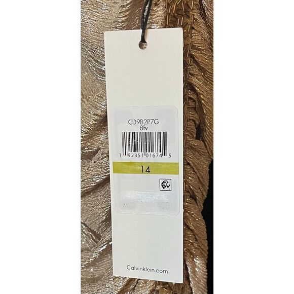 Calvin Klein One-Shoulder Gown with Side Ruching and Beaded Detail - Picture 7 of 10